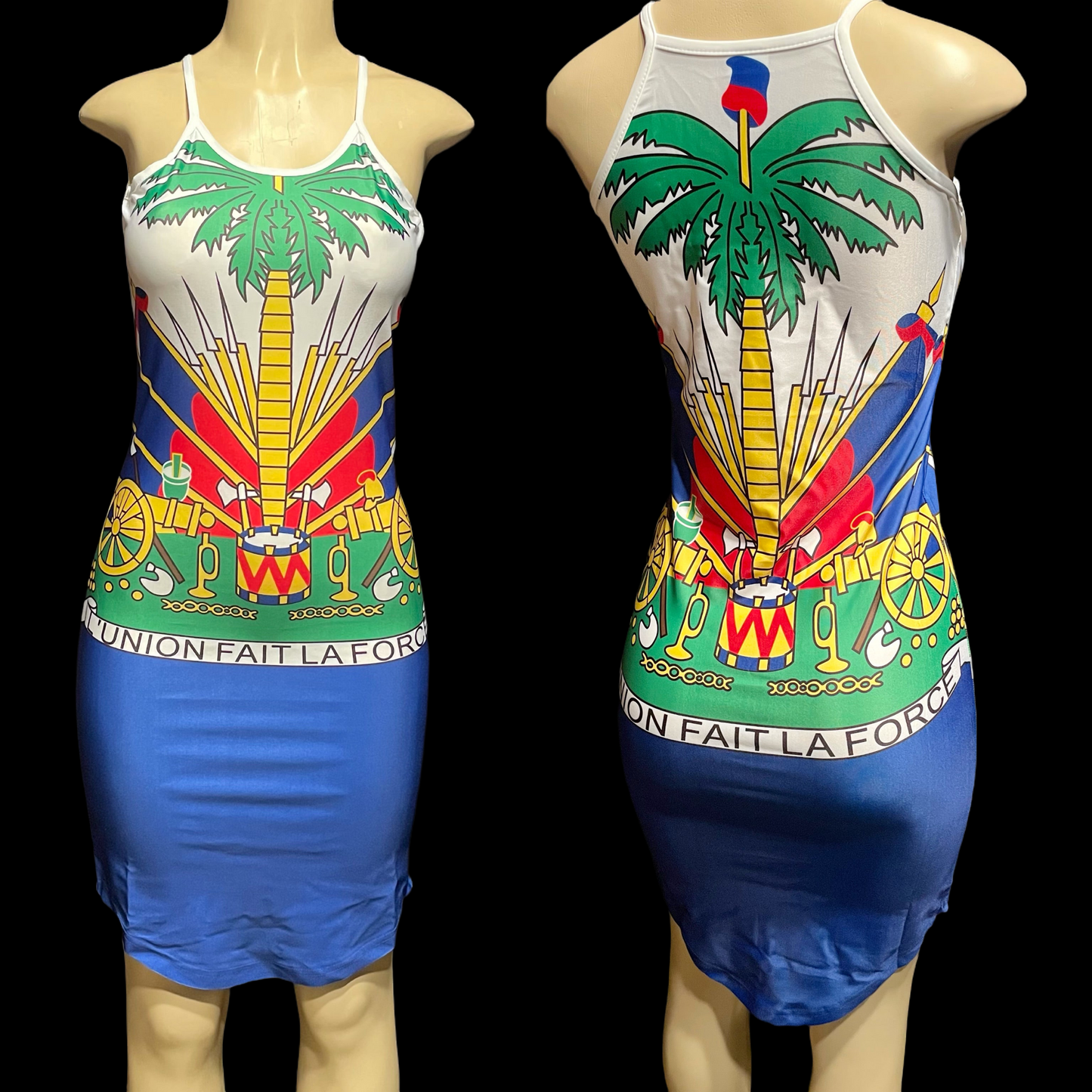 Glcs Haitian Flag Spaghetti Strap Dress