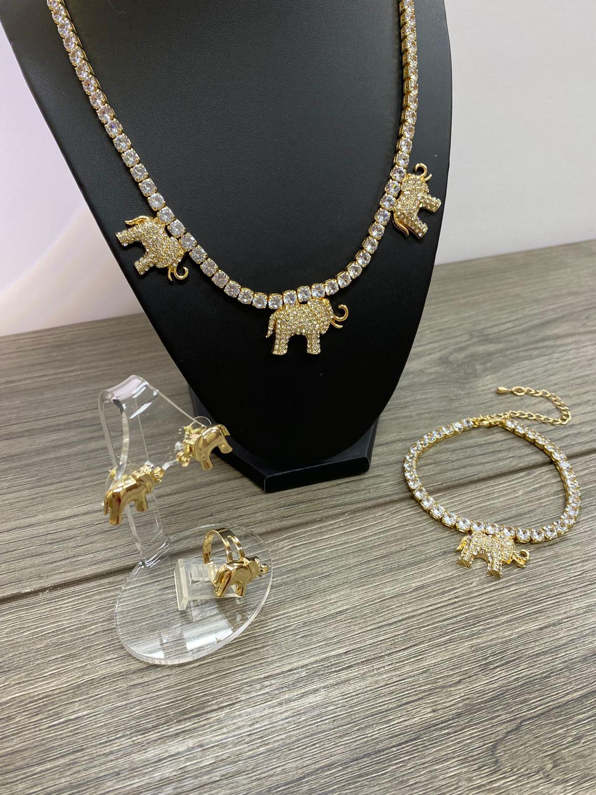 Glcs 18K Gold-Filled Elephant Jewerly Set