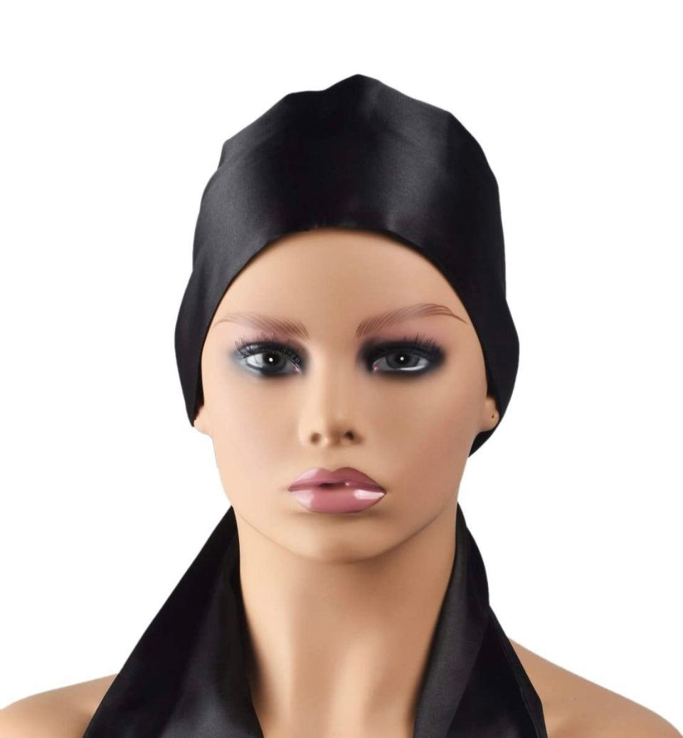 Glcs Plain Black Edge Scarf 100% Premium Satin