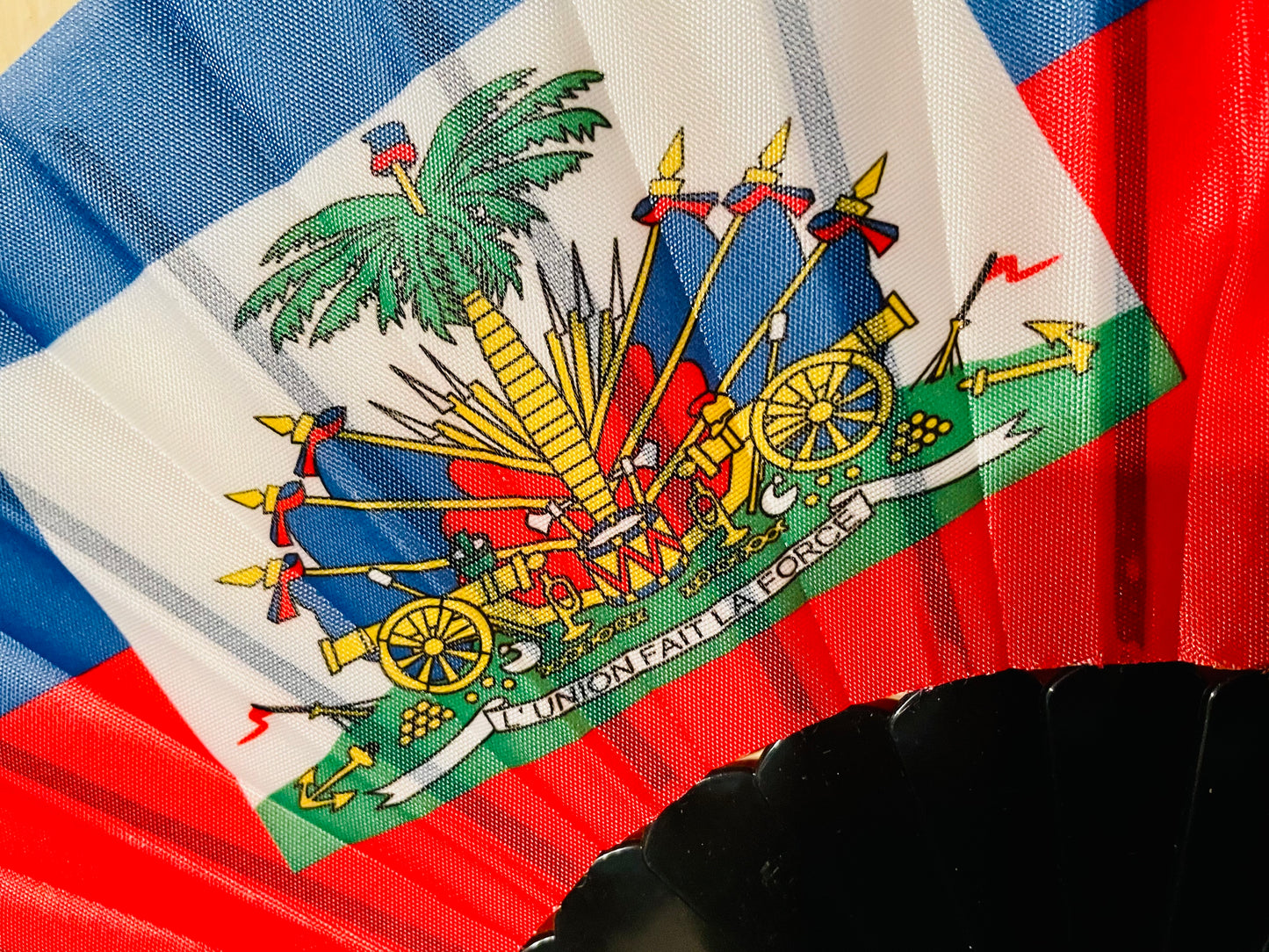 Glcs Haitian Flag Folding Hand Fan