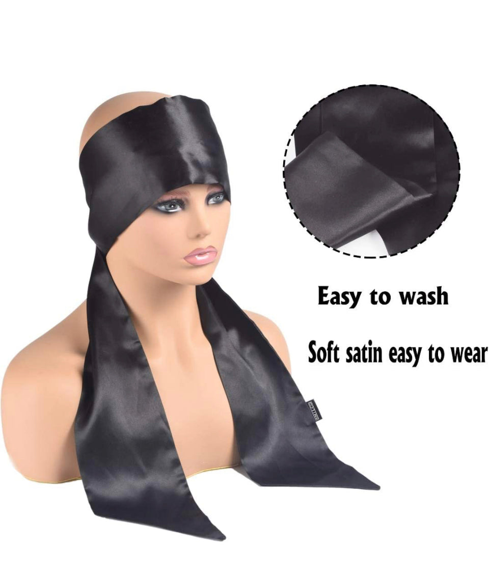 Glcs Plain Black Edge Scarf 100% Premium Satin
