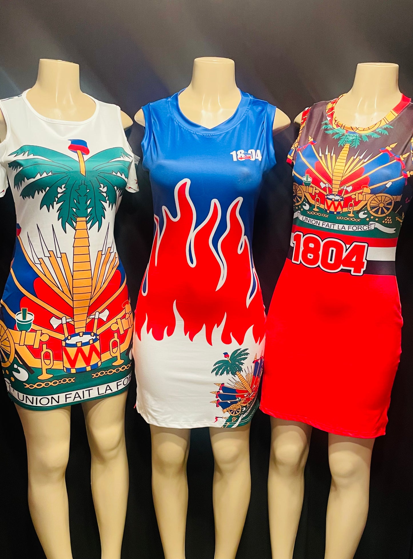 Haitian Flag White Dress