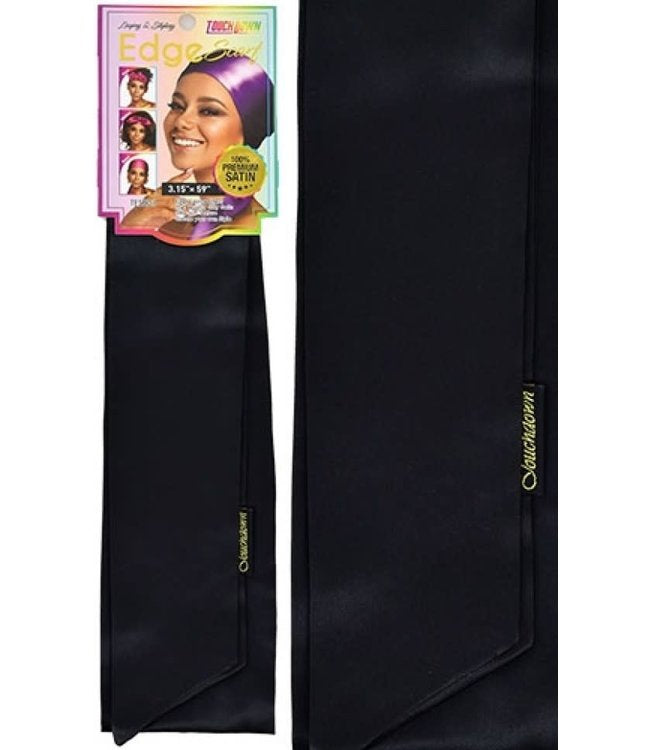 Glcs Plain Black Edge Scarf 100% Premium Satin