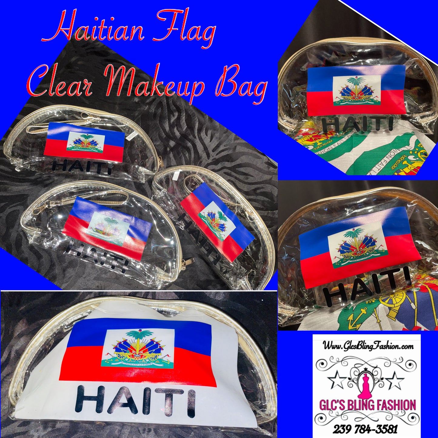 Glcs Haitian Flag Clear Makeup bag