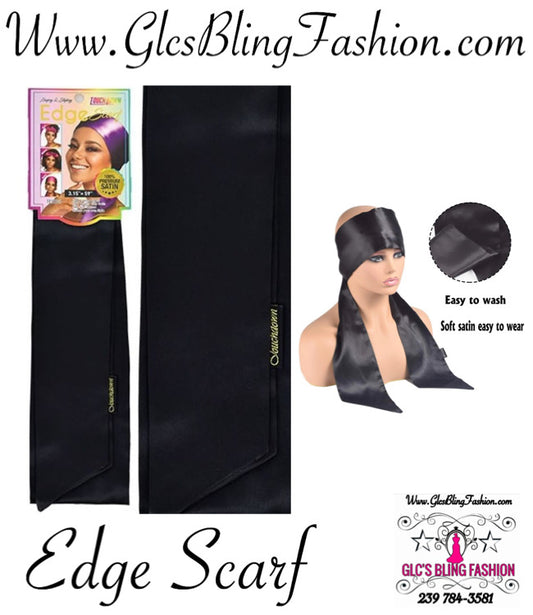 Glcs Plain Black Edge Scarf 100% Premium Satin